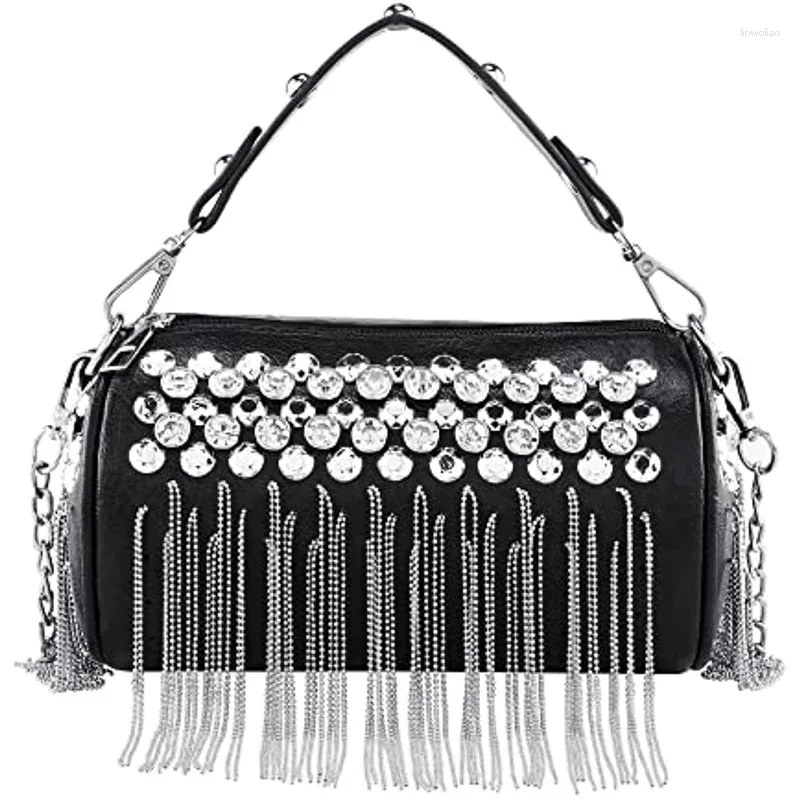 Borse da stoccaggio Donne Cintura di pelle Borsa di pelle Rhinestone Crossbody Borse Clutch Fritch Fringe Movve Himpora Rivet Tote Spalla Punk Club