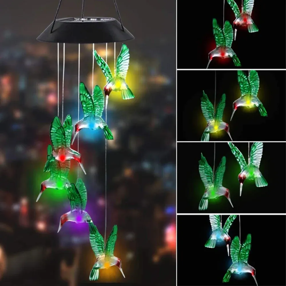 Decorazioni HummingBird LED a LED impermeabile alla luce esterna a colori per changing a vento solare cortile da giardino per decorazioni da giardino lampada