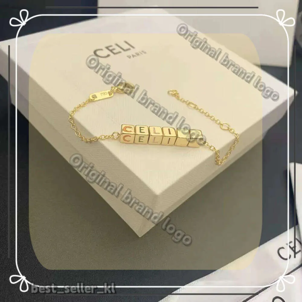 Designers Jewels CELI New CE Home Color Square Letter Bracelet Match Home Dice Building Blocks Fashionable Foreign Style Bracelet Ins Gold Bracelet 425