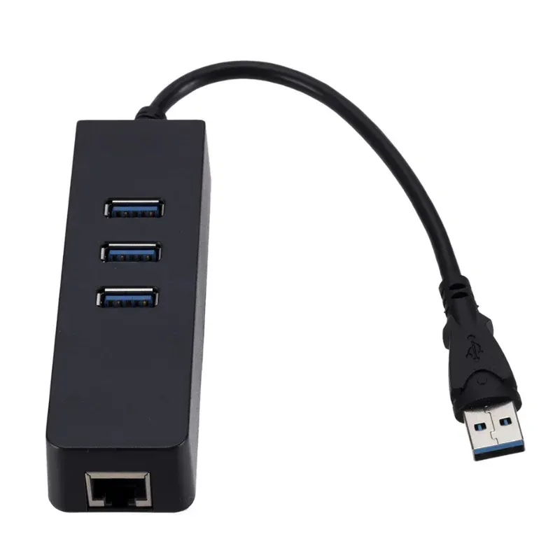 USB3.0 Gigabit Ethernet Adaptateur 3 ports USB 3.0 Hub USB vers RJ45 LAN Network Carte pour MacBook Mac Desktop + Micro USB Charger