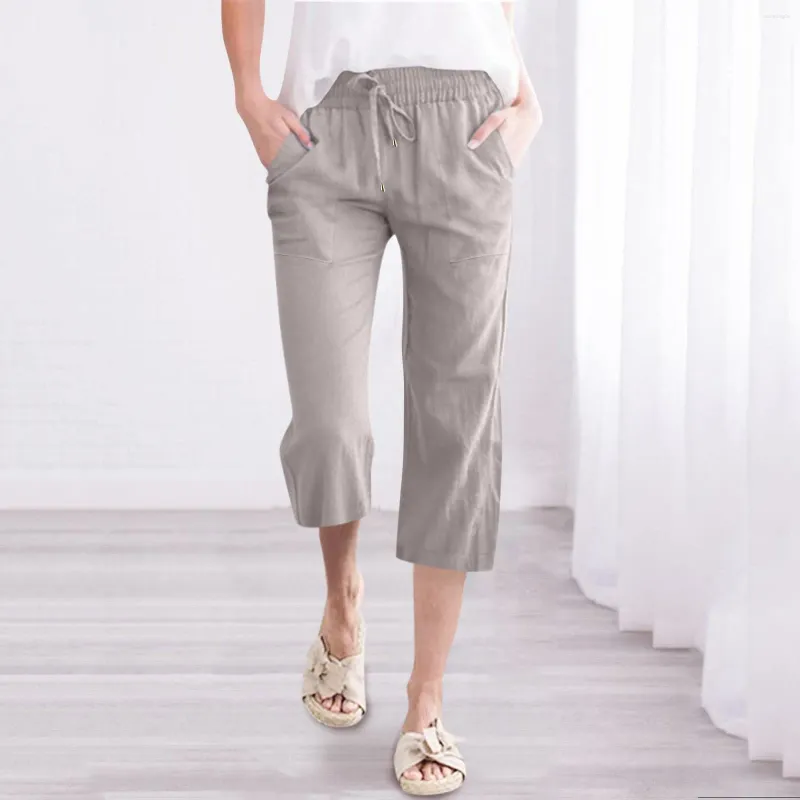 Women's Pants Women High Waisted Wide Leg Fashion Drawstring Elastic Trousers Comfy Straight Long Solid Color With Pockets