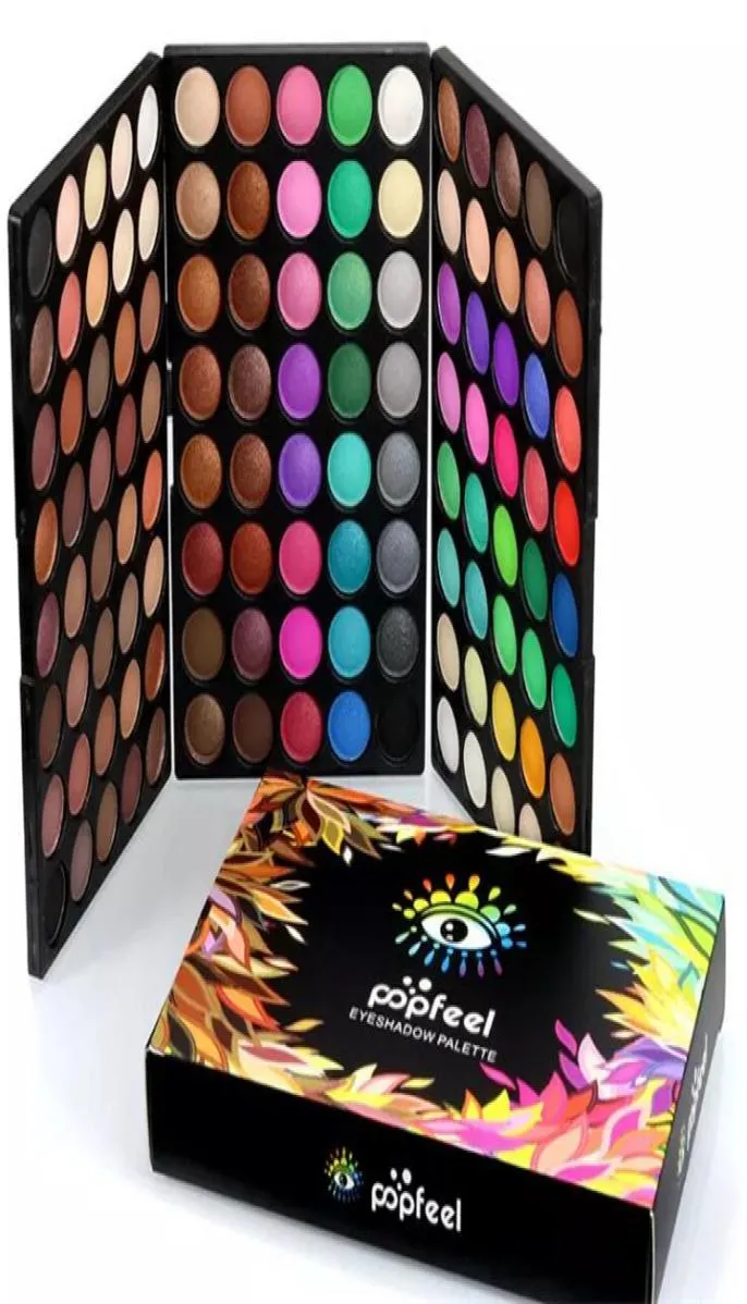 PopFeel Eyeshadow Palette Eyes Makeup Set 120 färger Kosmetiska utgör ögonskuggpulver matt skimmer naken rökig ögonskugga palett4851001
