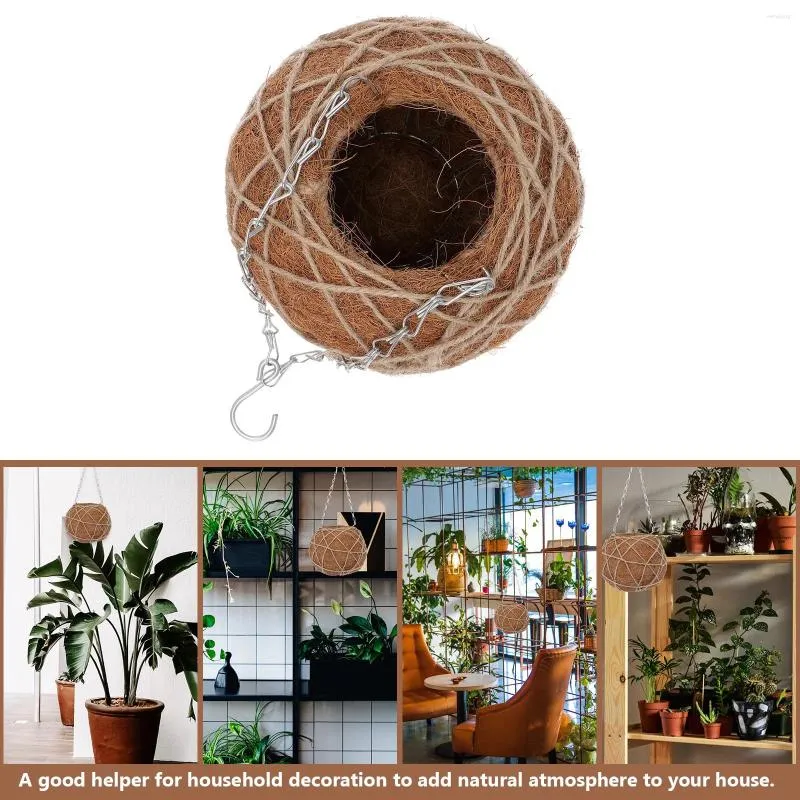 Vasen Kokosnusspalmenhänge Korbwand Anhänger Pflanzbügel Pflanzer Vase gewebt klassische Veranda