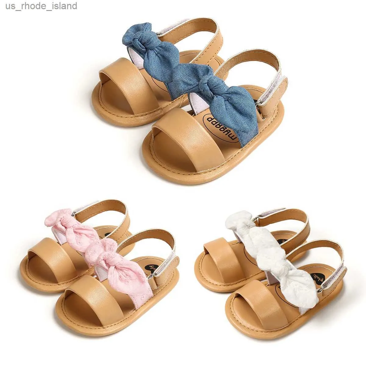 Sandalen Fokusnorm niedliche Bogenschuhe für Neugeborene und Kinder Nicht-Slip Weiche Sohle Sandalen 0-18m 3 Farbenl240429