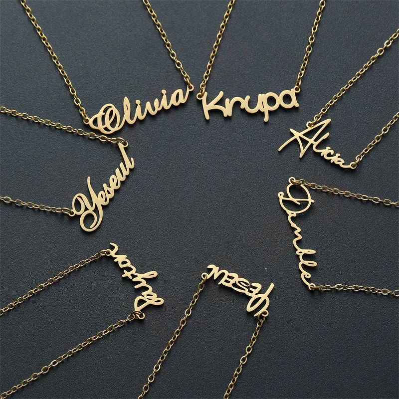 3D Double Plated Name Necklace Custom Name Necklace with Teddy Bear Personalized Nameplate Pendant Chain Gift For Women Kids 240202