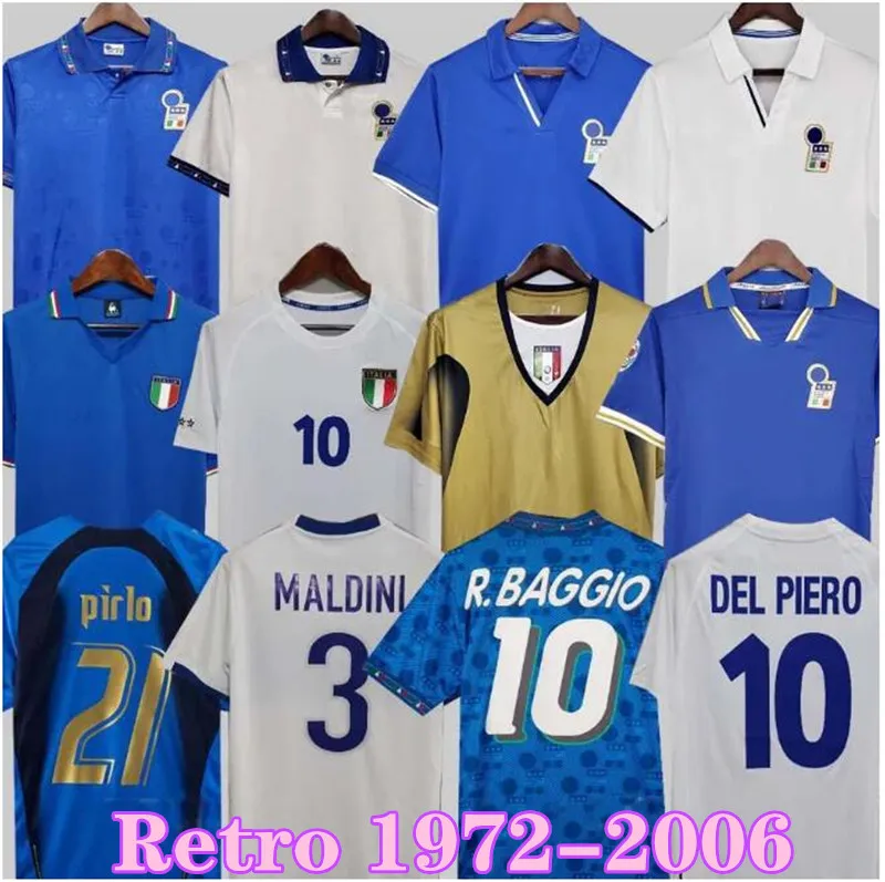 1982 Itarys Retro Soccer Jersey 1990 1996 1998 2000 Home Football 1994 Maldini Baggio Donadoni Schillaci Totti Del Piero 2006 PIRLO INZAGHI BUFFON S-XXL