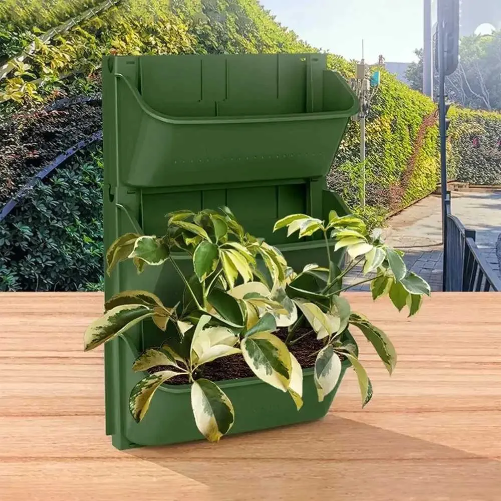 Planters Pots 4 pieces/set hanging garden plant wall flower pot container vertical green plastic box home decoration Q240429