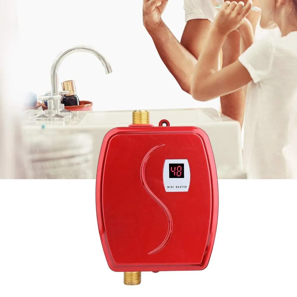 Mini calentador de agua sin tanque eléctrico instantáneo Agua caliente Instantánea Ducha de calefacción rápida Cocina AC110/AC220V 3800W