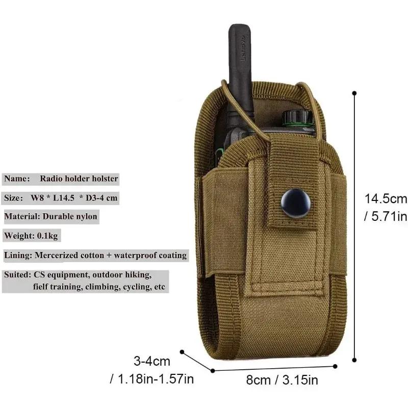 1000D Tactical Molle Radio Walkie Talkie Pouch Bolsa Saco de bolsa de bolso de bolso portátil Saco de transporte para camping de caça