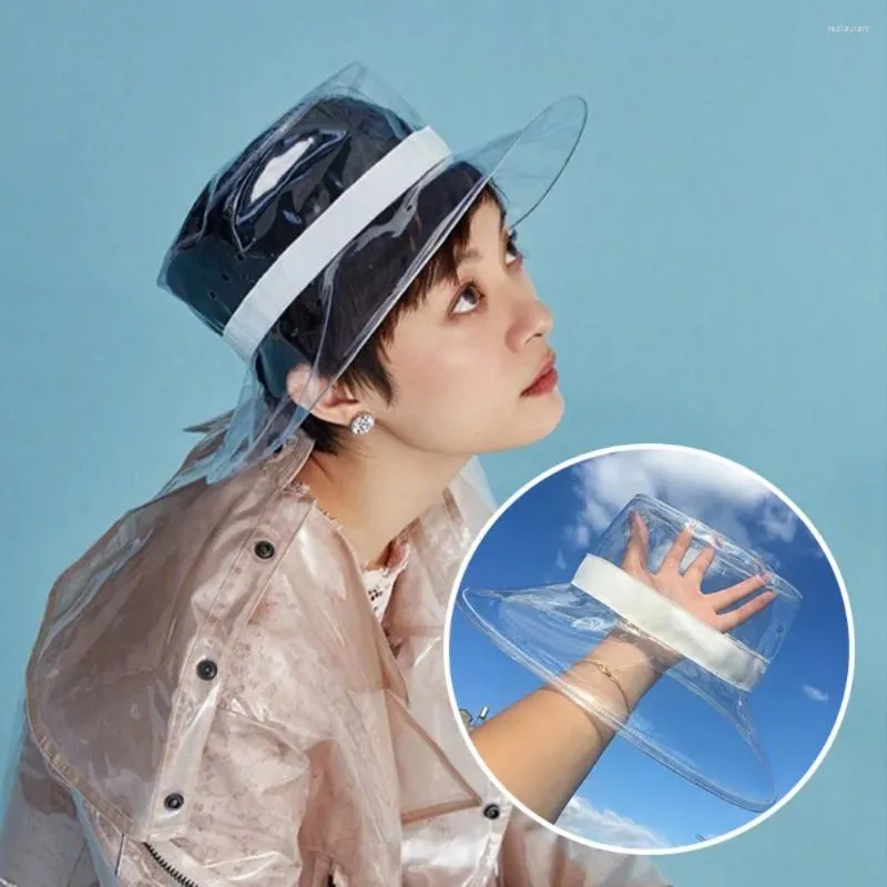 Cappelli larghi brim -coreano Cappello da pesca della crema solare Grande Eave Tenufino a pioggia Capite di pioggia Transparent Pvc Beach