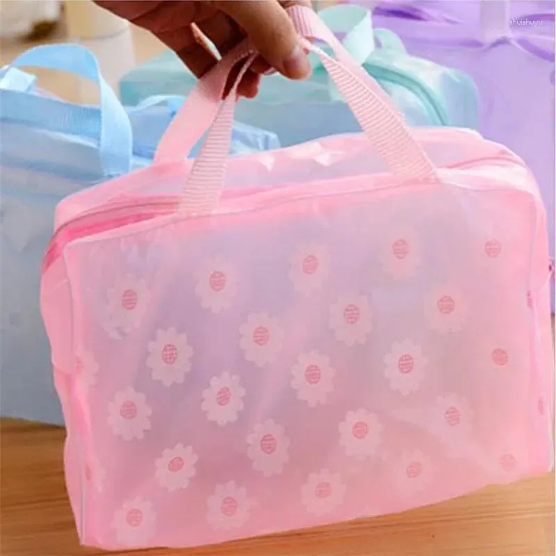 Sacs de rangement pour maquillage Pouche compression Bath Bath 5 couleurs étanche PVC Sac de cosmétique Femmes Transparentes Organisateur mignon