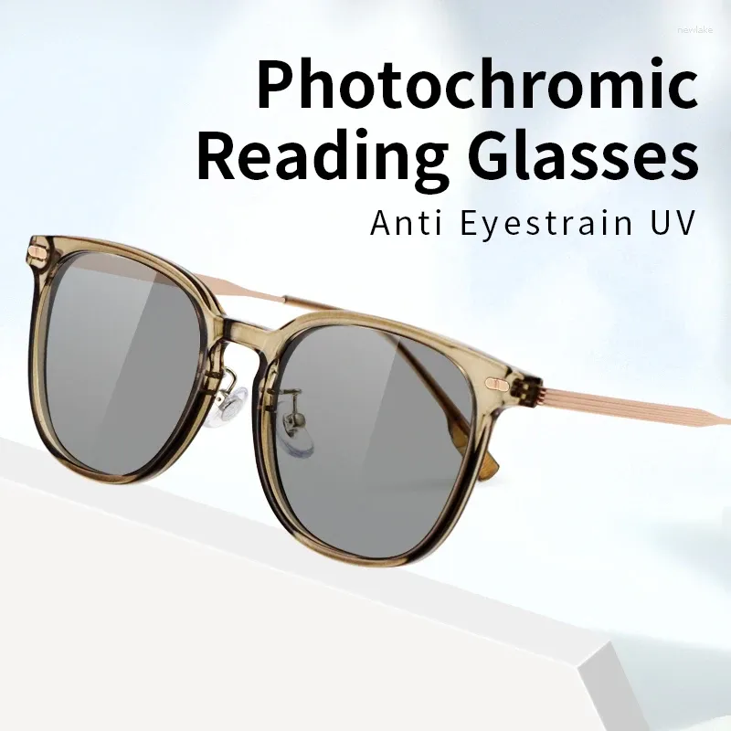 Sunglasses Pochromic Reading Glasses For Women Large Oversized Titanium & TR90 Frame Fashion Presbyopia Eyeglasses