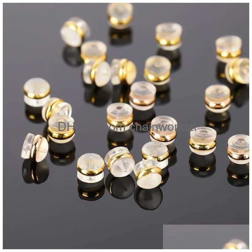 イヤリングバック50pcs/バッグラウンドSILE EARPLUGS STUDバックサポートプラグイヤリングジュエリーアクセサリードロップ配達調査結果DHPBN