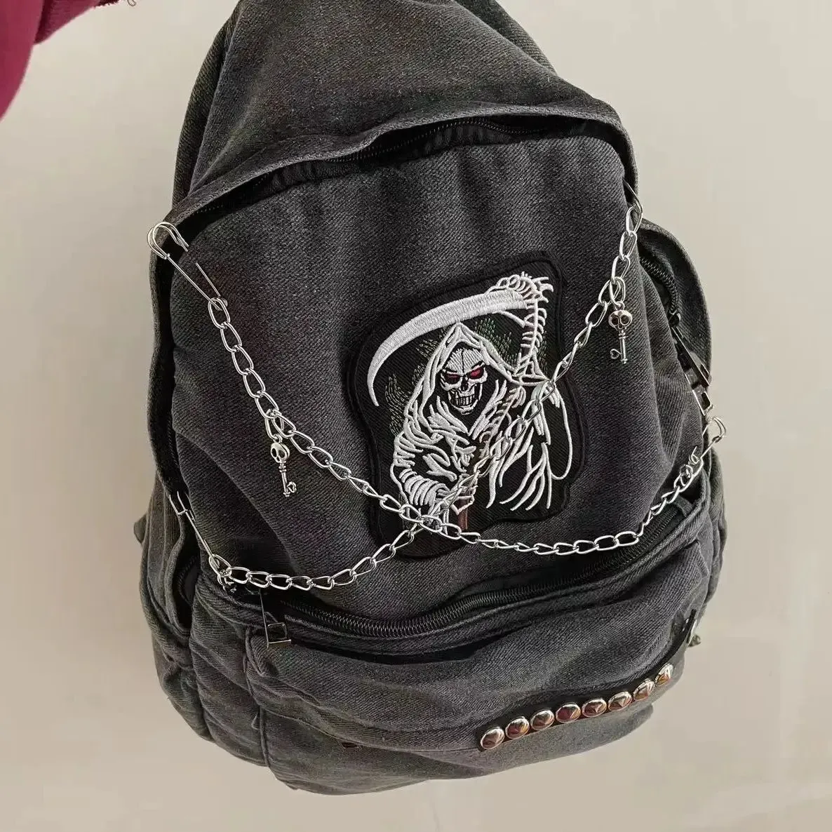 Femme Man Y2K Denim sac à dos harajuku grande capacité Étudiant sac à école adolescents punk sac à dos voyage Bag de livre vintage 240426