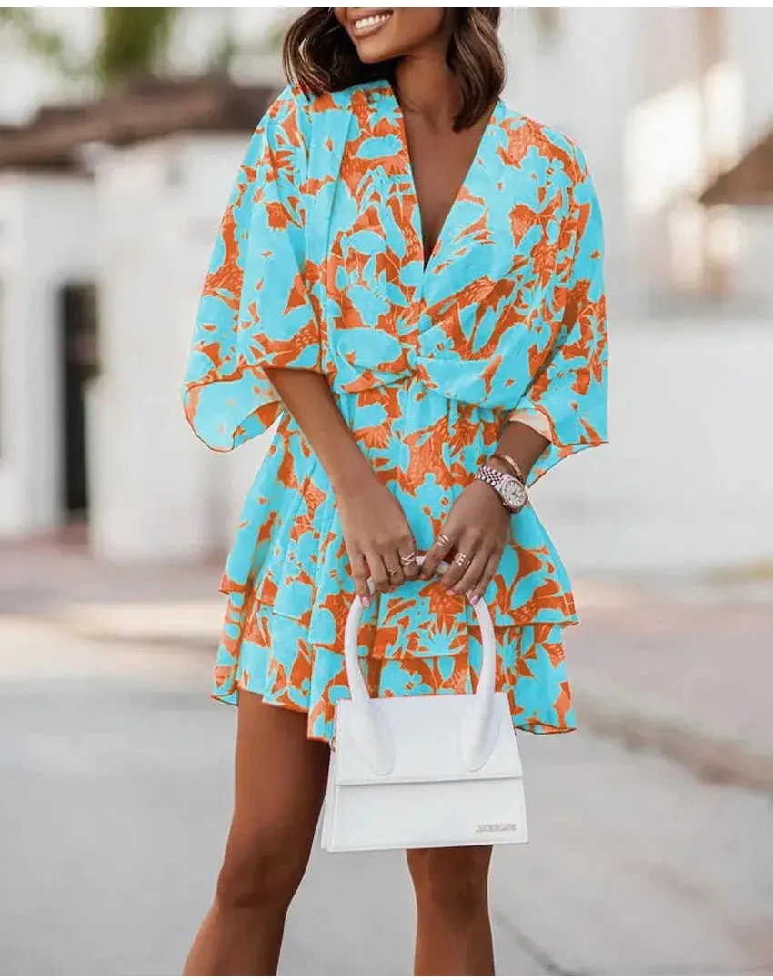 knee length summer dress Knee-Length Casual Dresses for Women 100% Polyester MEASUREMENTS Floral Dress, Printed Dress, Flower
