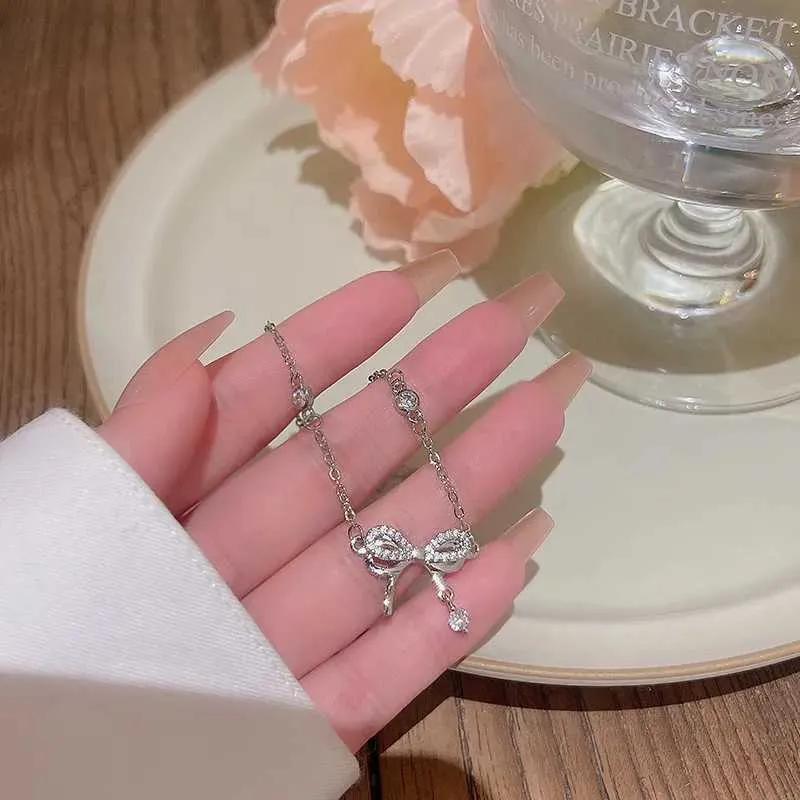 Chaîne Sweet Silver Color Bow Bracelets réglables pour les femmes Bijoux de fête de la fête de la mode Bijoux pour femmes