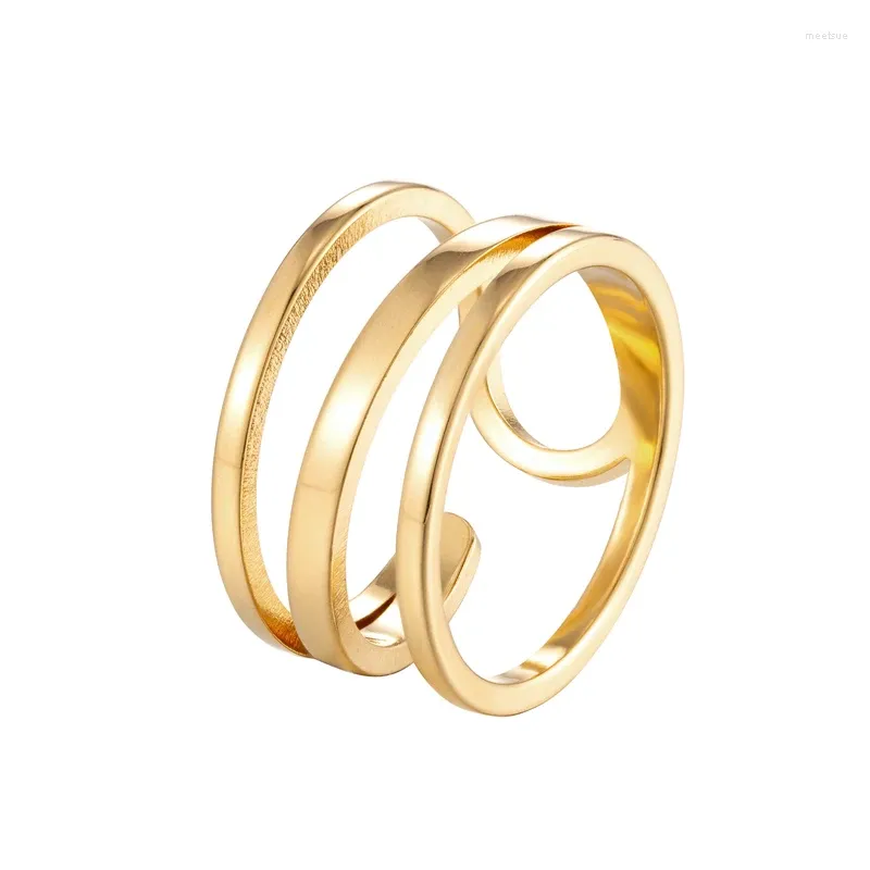 Cluster anneaux beaux design d'origine en acier inoxydable enchevêtrement pour les femmes gold couleurs de bijoux minimalistes cadeau de fête de mariage