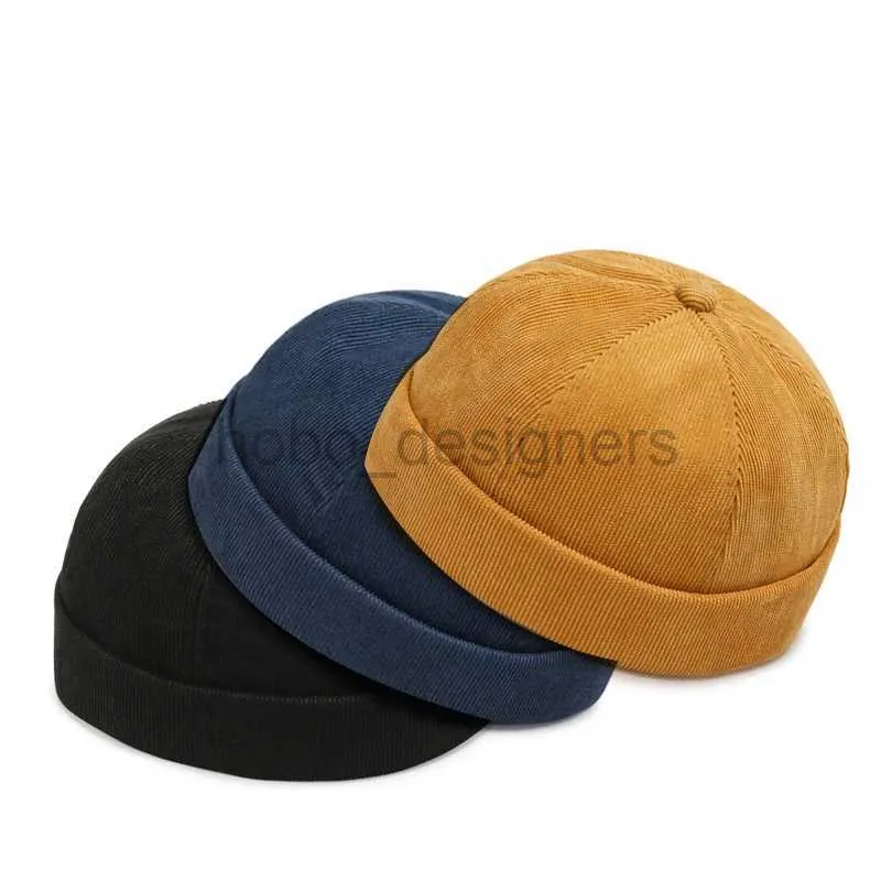 Beanie/Skull Caps 2022 Hot Sale Cotton Brimless Skullies Cap Beanie Hat Women Hip Hop Hats Summer Hats Vintage Mens Solid Color Street Dome Hats D240429