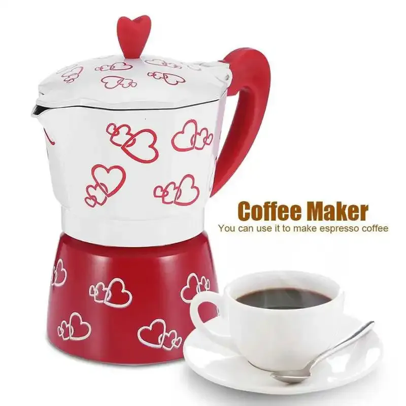 Koffiezetapparaat Moka Pot Aluminium Italiaans type Espresso Stovetop voor Home Office huishouden Kettle Hand Coffeeware 240423