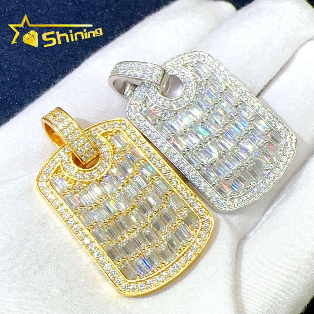 Venta caliente 925 Silver Emerald Cut Diamond Pends Hip Hop Ports Charms D Color MOISSANITE CARDELA CONTINADO Joyería de joyería