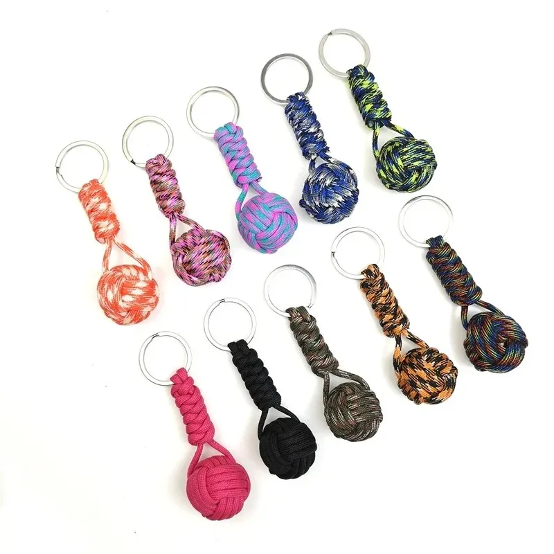 new Woven Paracord Lanyard Keychain Outdoor Survival Tactical Self-defense Military Parachute Rope Cord Ball Pendant Keyring2. for Tactical Parachute Cord