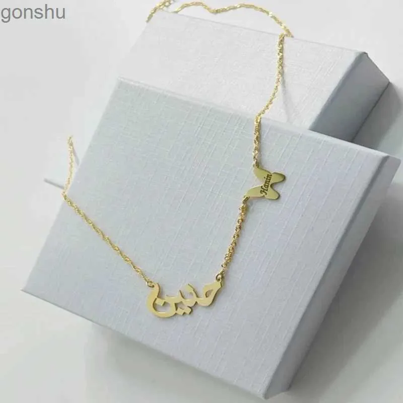Подвесные ожерелья персонализированное арабское лазерное срезов на заказ колье с маленькой цепочкой бабочки золото 18к золотоизведи