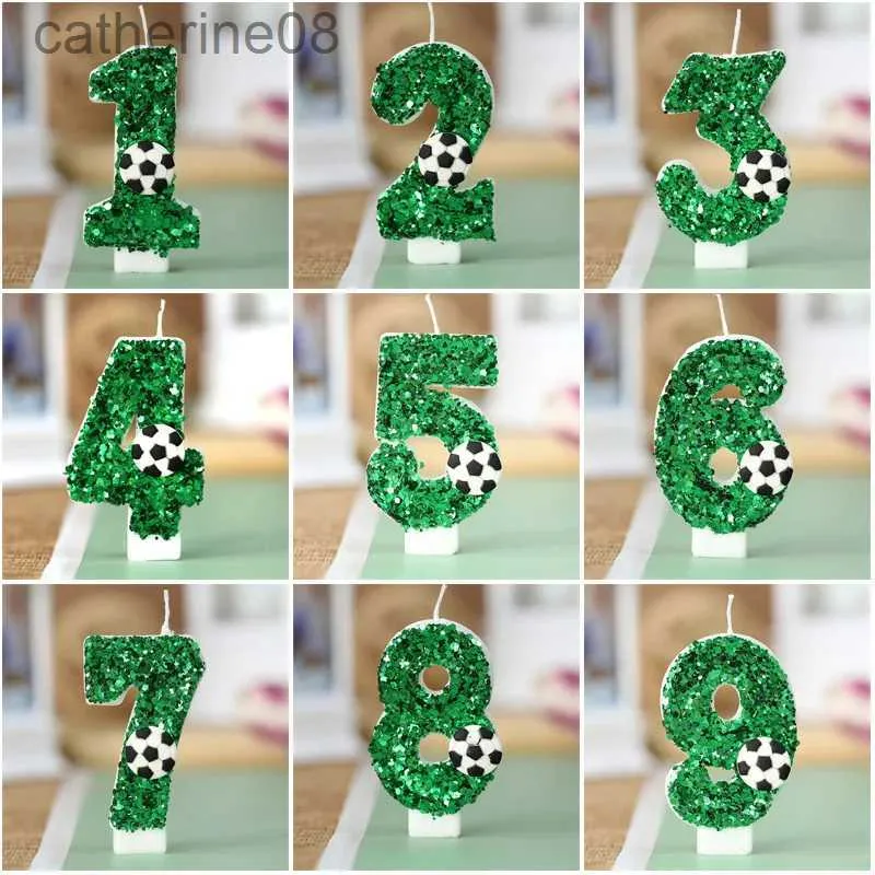 Świece Football Candle Cake Toppers Birthday Świece numer 0-9 dla dzieci Dekoracje na imprezę urodzinową