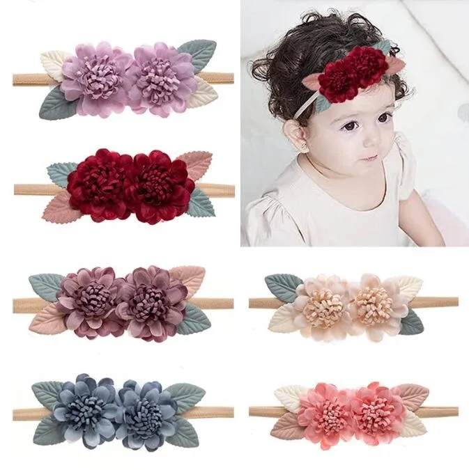 Nouvelles couleurs Fleur bandeaux de fleur en nylon doux pour nourrissons coiffures d'anniversaire fête bébé bande de beauté beauté