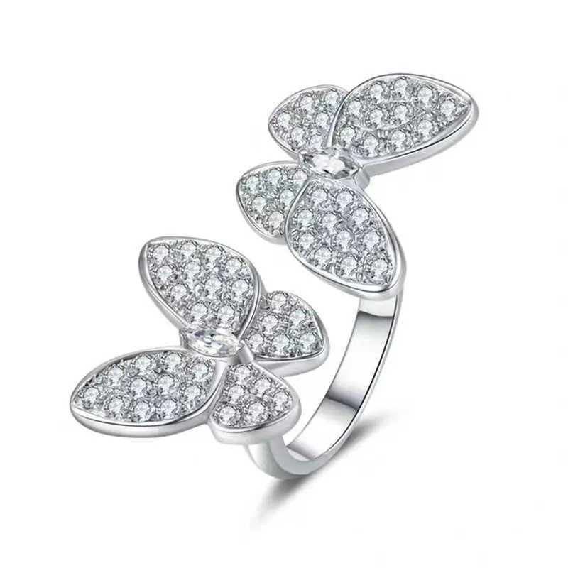Anneau de luxe pour les couples non défrminaison nouveaux anneaux pour femmes papillon argenté avec réglable avec cleefly commun
