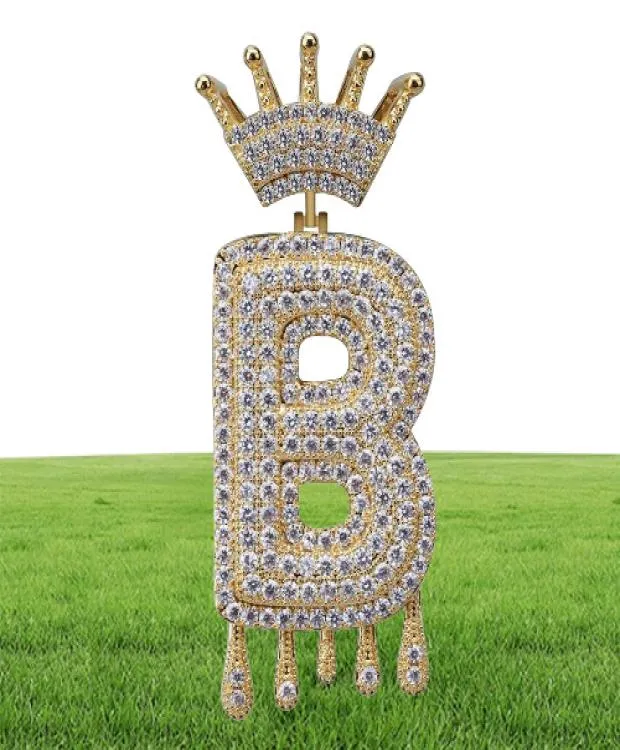 Примолаживание подвесной хип -хоп ювелирные изделия мужские роскошные бриллианты винтажные короны английский язык