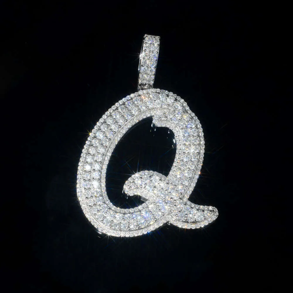 Özel Adı Kolye Gümüş 925 Geçiş Elmas Test Cihazı VVS Mossanit Mücevher Hip Hop Takı Buz Çıkış Erkekler İçin Tek Mektup Kolye