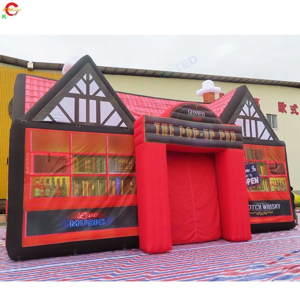 Free Air Shipping Outdoor Activities red 10x6x6mH (33x20x20ft) With blower portable inflatable irish pub tent carnival party rental lawn ebent tent with blower