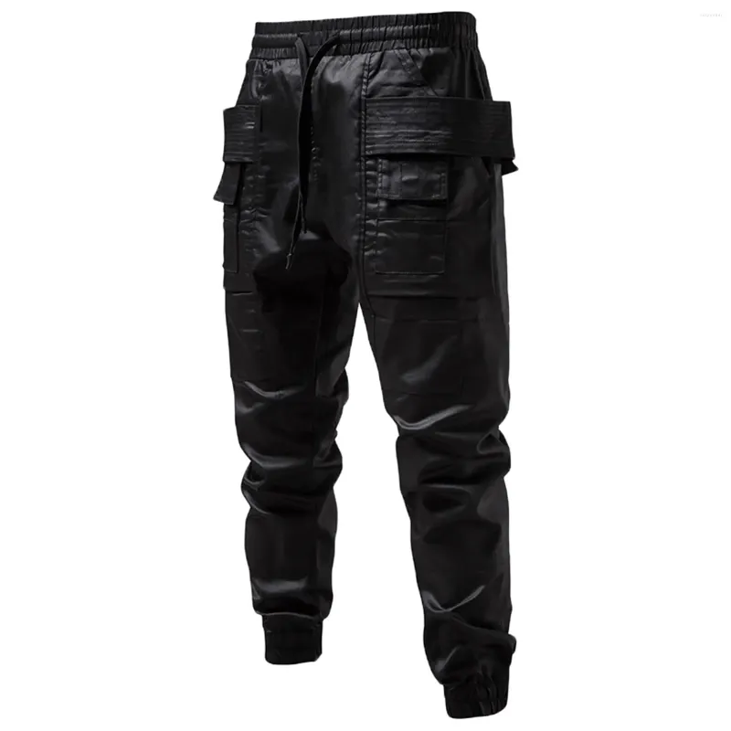 Męskie spodnie Punk Multi Pockets Ładunki Joggers Men Black Techwear HARAJUU HIP HOP STREETWEAR Modne Pieszeń plażowa