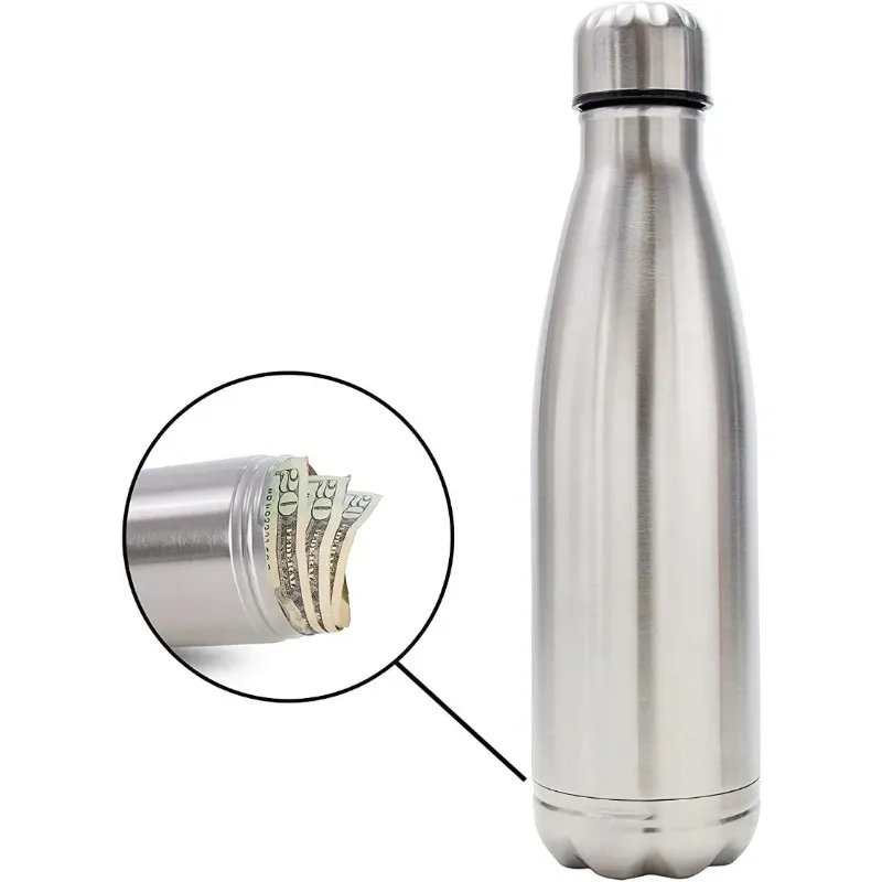 A garrafa de água de desvio pode cofre em aço inoxidável, com uma bolsa de cheiro à prova de alimentos, o fundo desaparece para armazenar
