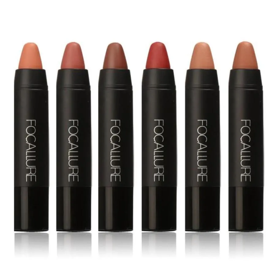 2018 Fashion New Brand Focallure Lipstick Sexig långvarig läppfärg Vattentät pigment Velvet Brown Naken Matte Lipstick Pencil4553007