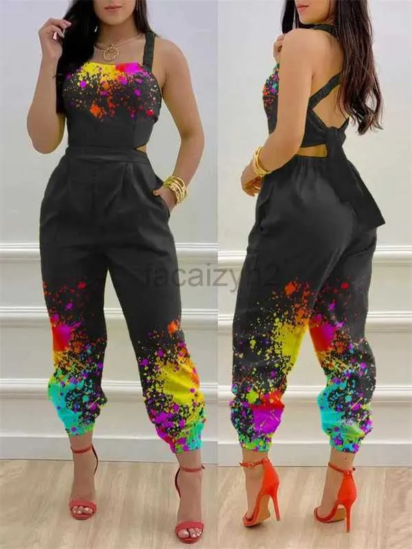 Kvinnors jumpsuits Rompers Designer Pants New Fashion Strap Positioning Printed Jumpsuit