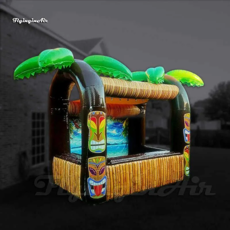 Booth pubblicitario portatile tiki bar tenda 3M Stampa personalizzata Kiosk pop -up bevall stall House per evento da spiaggia