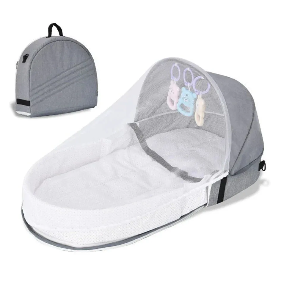 Składanie łóżka dla niemowląt przenośne łóżeczko dla niemowląt z siecią i markiz Baby Nest Portable Baby łóżko do kempingu Bassinet dla dziecka 240416