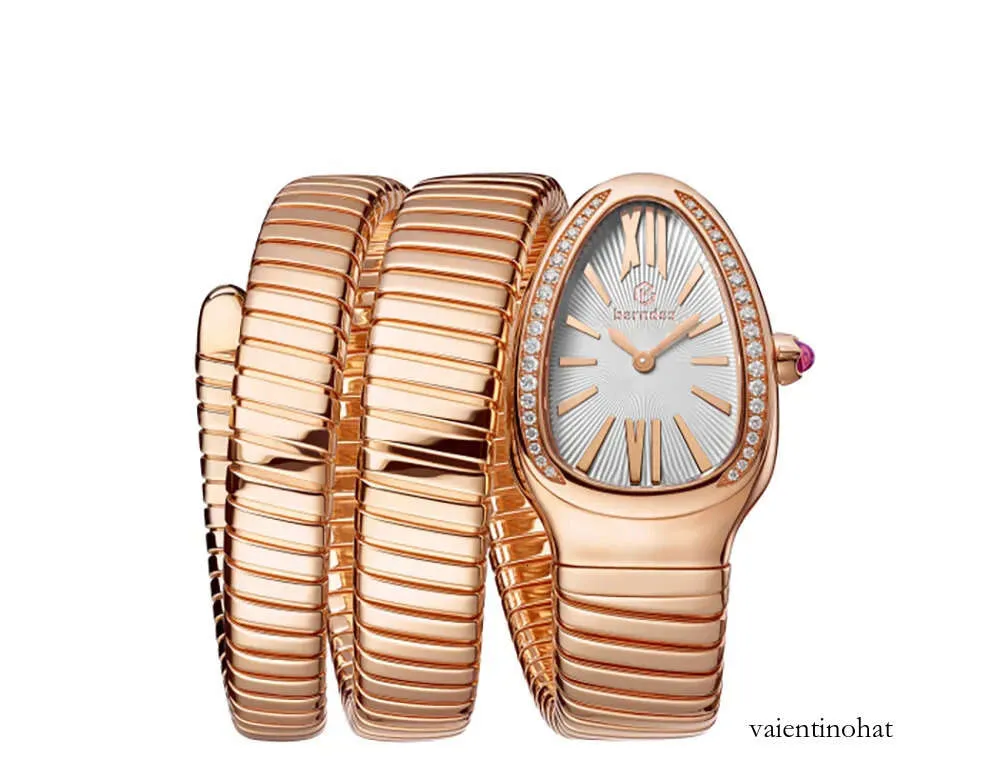 Fashion Ladies serpentynowy zegarek ze stali nierdzewnej Wygląd wyjątkowy kształt inkrustowany diament odpowiedni na imprezę -2147483648