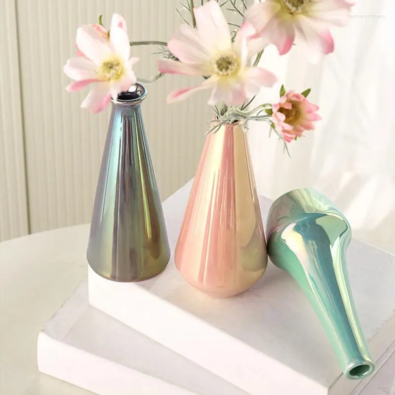Vases 9styles électroplités colorés arrangement de fleurs mat