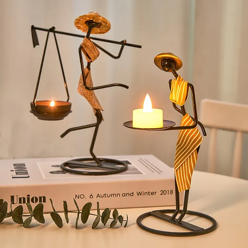 Candles Candle Holders Home Decoration Accessories Rustic Wedding Table Centerpiece Decor Living Room Human Figurines Candlestick Gifts