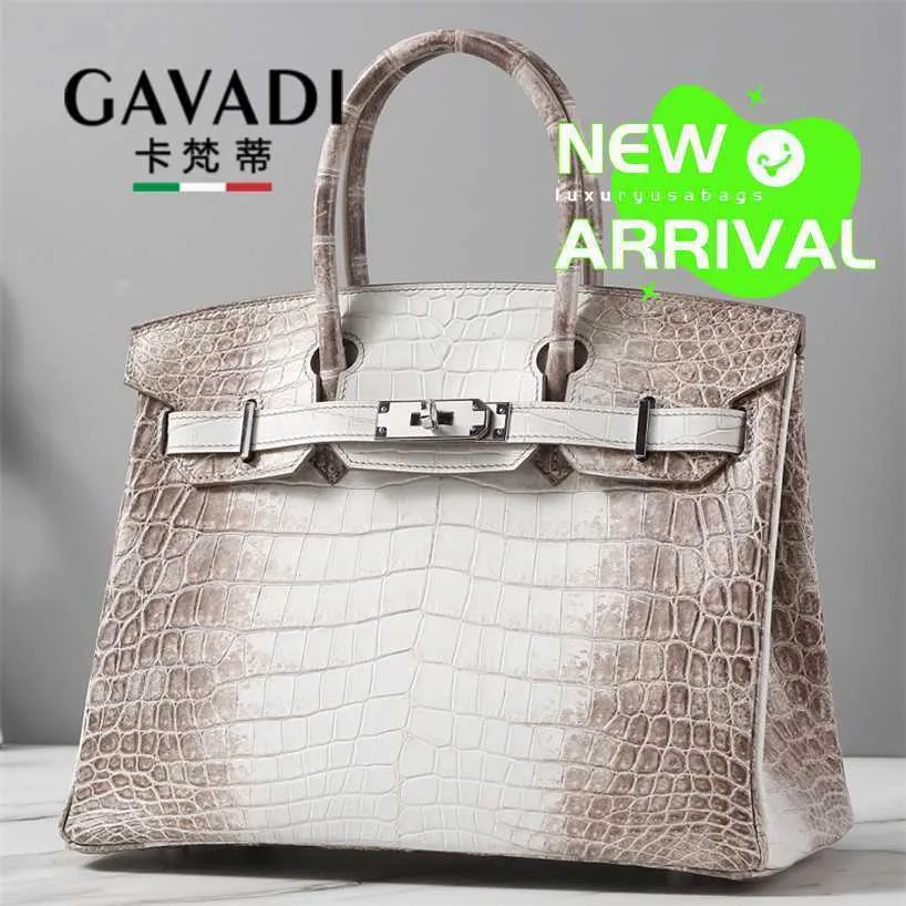 Totes Bag 10A Crocodile Handmade Genuine Leather Himalayan White Luxury Platinum Bag Pure Handmade Imported Skin Womens Bag Sweet Ladies Bag WN-E90S