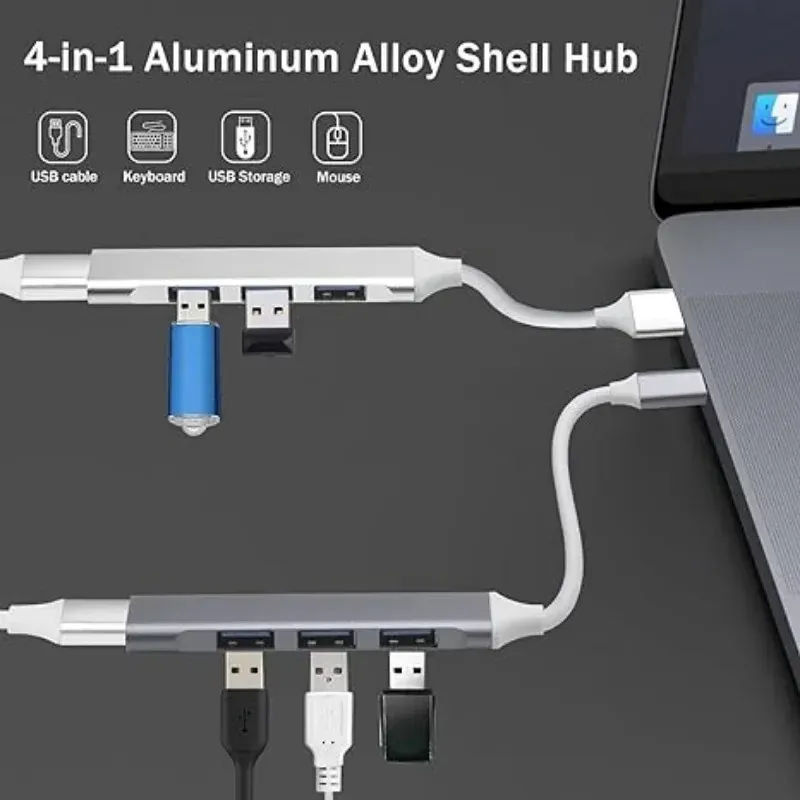 new USB/C HUB 3.0 Type-C 3.1 4 Port Multi Splitter Adapter OTG USB for Macbook Pro 13 15 Air M1 Pro for HUAWEI PC Accessories- high-speed data transfer