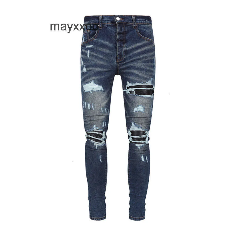 Fit demin amiirii paarse casual zwarte jeans heren mode mager skinny blauw jean 2024 cjdm