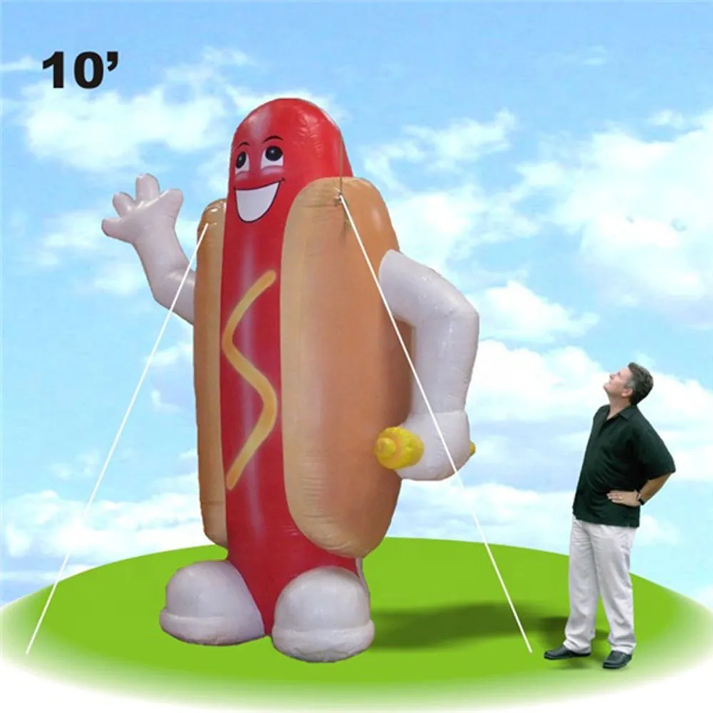 A publicidade fofa de atacado inflável cartoon de cachorro -quente gigante balão de salsicha inflável para promoção LS83D