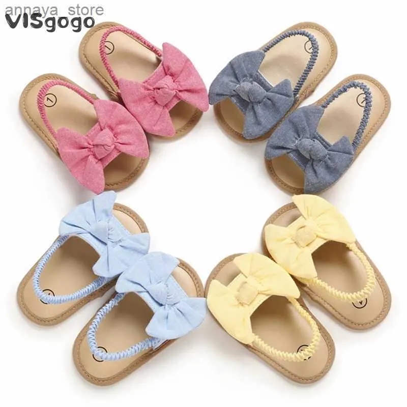 Sandały Visgogo Baby Girl Bow Sandals z antyskakowymi miękkimi podeszwami Summer Princess Crib Buty