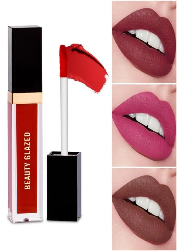 Beauty Glazed Lipstick Waterproof Longlasting Drys Fast Good Coverage for All Skin 24 Color Optional Makeup Matte Liquid Lipstick6674696