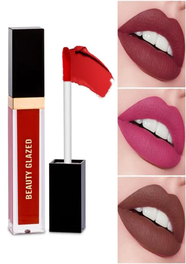 Schönheit glasierte Lippenstift wasserdichte langlastende Drys schnelle gute Abdeckung für alle Haut 24 Farbe Optionales Make -up Matte Flüssigkeit Lippenstift6674696