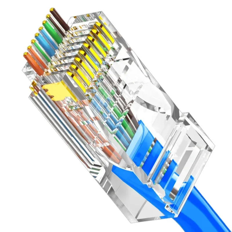 NYA ESCAM 10st/30 st RJ45 -kontakter Cat6 passerar genom EZ till Crimp Modular Plug för Solid Stranded Network CableFor Cat6 Pass Through Plug