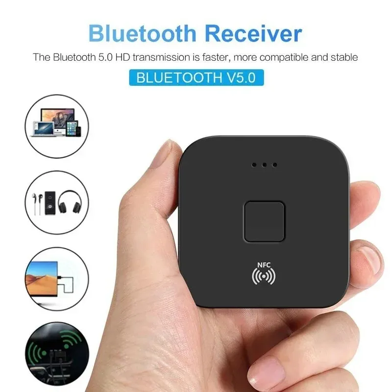 Receptor de áudio Bluetooth 5.0 RCA APPTX APTX 3,5 mm Jack Music Music Wireless Adaptador Bluetooth com NFC para alto -falantes de computador de TV de carro